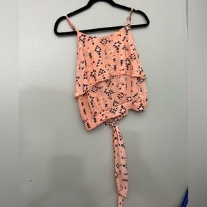 S Charlotte Russe peach tank blouse with open back that ties